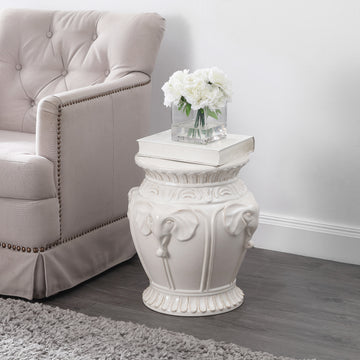 Anita 18" Classic Vintage Ceramic Indoor/Outdoor 4-Elephant Garden Stool